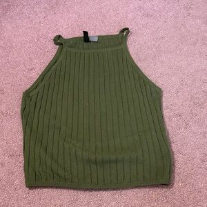 Divided Forest Green Ribbed Tank Top